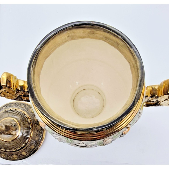 Vintage German Rumtopf Tureen & Lid Gnome & Dragon Handles Motif Large 15" Tall - Picture 9 of 14